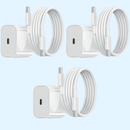 3-pak 25W USB-C + 1 Meter USB-C Kabel til iPhone 15 / iPhone 16 / iPhone 17