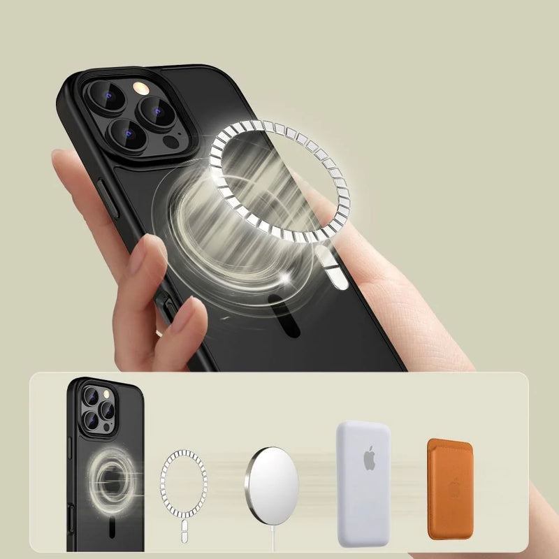 iPhone Pro Tech-Protect MagMat Cover - MagSafe Kompatibel - Mat Sort