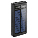 Powerbank med solceller 20000mAh - 4x indbyggede kabler - Sort