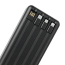 Powerbank med solceller 20000mAh - 4x indbyggede kabler - Sort