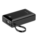 Powerbank med Indbygget USB-C kabel og USB 10000 mAh