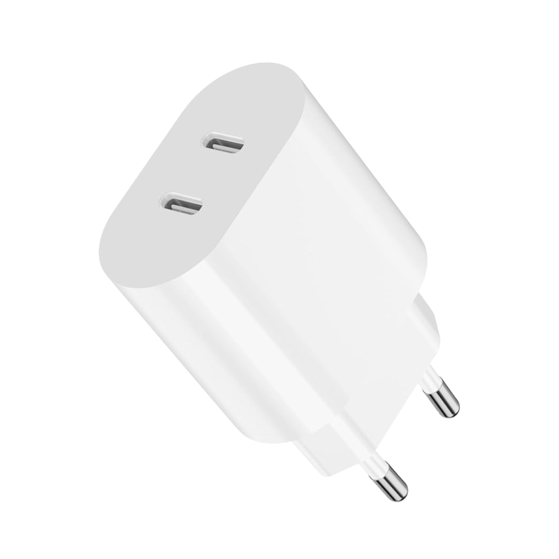 25W USB-C Hurtigoplader med 2× USB-C Porte