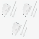 25W Adapter med USB og USB-C og USB-C Kabel 1 meter