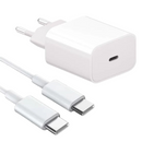 3-pak 25W USB-C + 1 Meter USB-C Kabel til iPhone 15 / iPhone 16 / iPhone 17