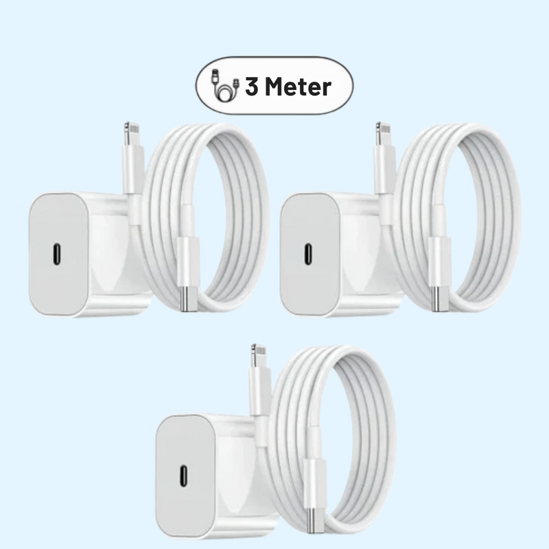 3-pak 25W USB-C+ USB-C til Lightning kabel iPhone 14 / iPhone 13 / iPhone 12 / iPhone 11/ iPhone X