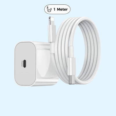 25W USB-C +  USB-C til Lightning kabel iPhone 14 / iPhone 13 / iPhone 12 / iPhone 11/ iPhone X