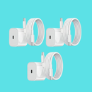 3-pak 25W USB-C + 1 Meter USB-C Kabel til iPhone 15 / iPhone 16 / iPhone 17
