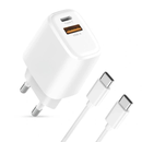 25W Adapter med USB og USB-C og USB-C Kabel 1 meter