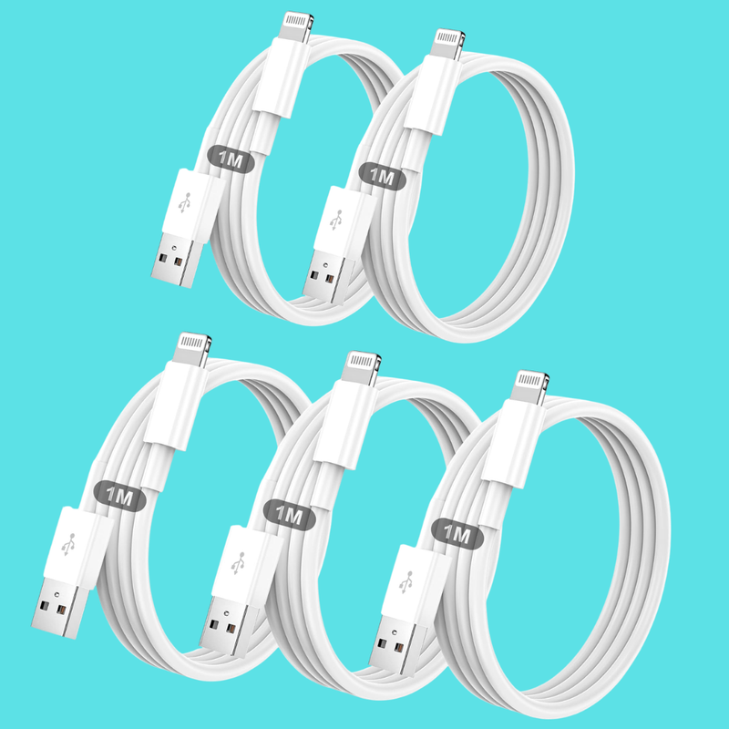 5-Pak Lightning USB kabel til Apple til din iPhone, iPad