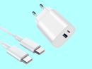 25W Adapter med USB og USB-C og USB-C Kabel 1 meter