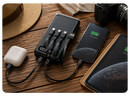 Powerbank med solceller 20000mAh - 4x indbyggede kabler - Sort