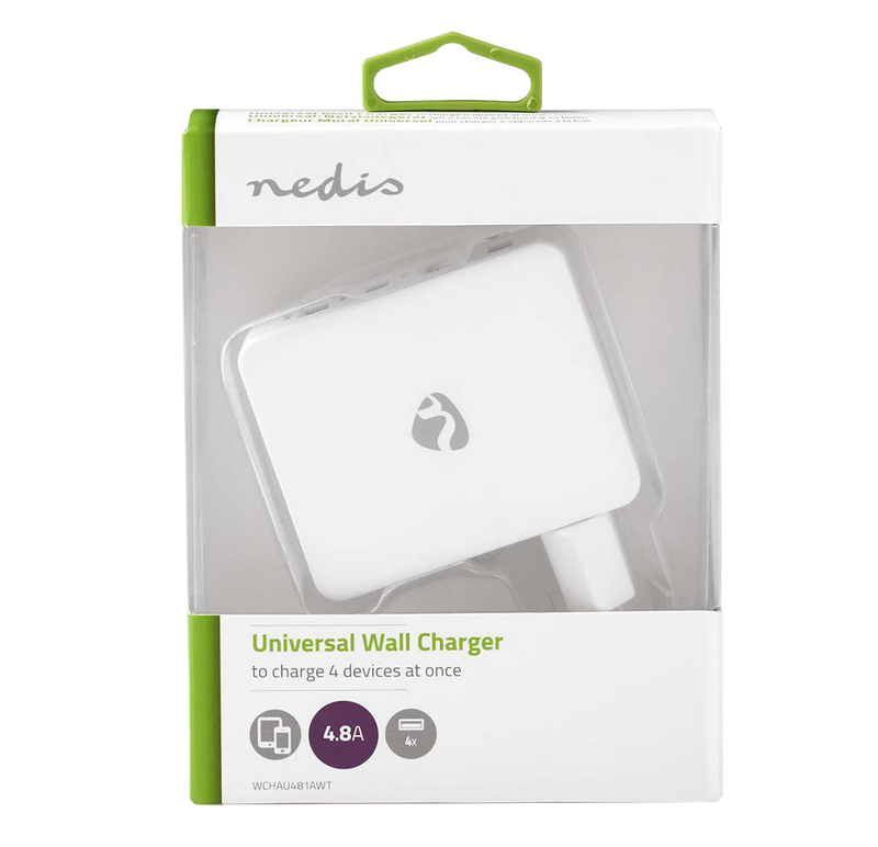 USB Oplader med 4x USB A Porte (2.4A - 24W)