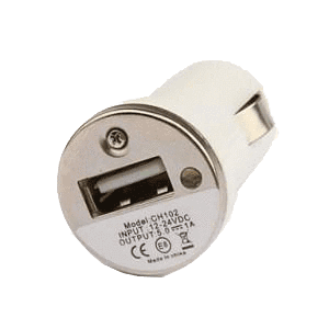 USB biloplader til iPhone &amp; andet - 5V / 1A - Hvid www.iPhoneopladere.dk
