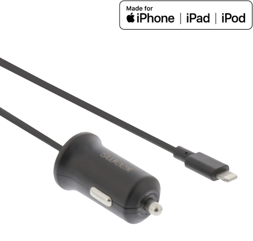 Biloplader med MFi Lightning Kabel - 12W / 2A