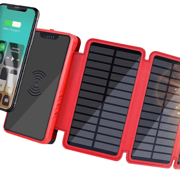 Solcelle Oplader & Trådløs Powerbank | 3 Solcelle Paneler | 20000 mAh